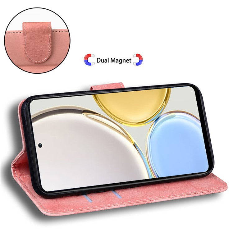 For Honor 70 5G PU Leather Flip Cover Tiger Pattern Imprinted Wallet Stand Protective Phone Case - Pink