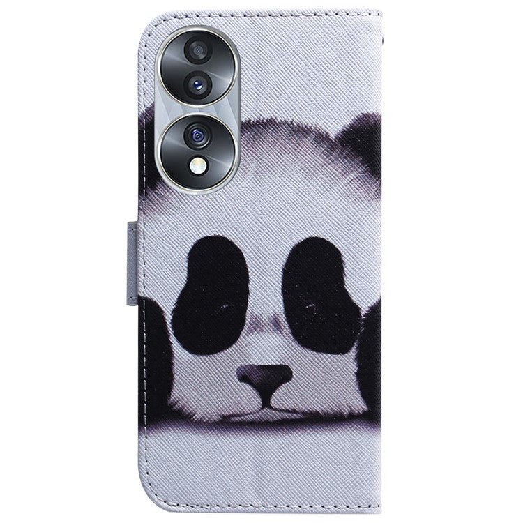 For Honor 70 5G Pattern Printing PU Leather Wallet Cover Magnetic Clasp Phone Stand Case - Panda