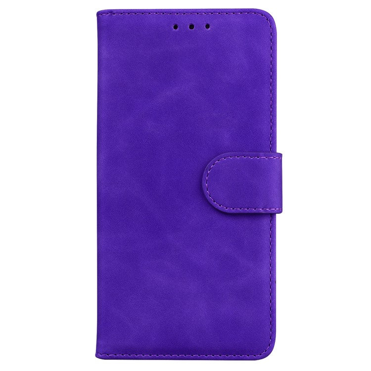 For Honor X8 5G Anti-Fingerprint Leather Phone Case Solid Color Stand Wallet Cover - Purple