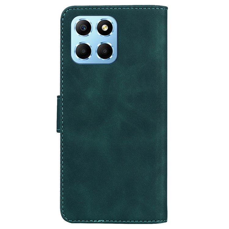 For Honor X8 5G Anti-Fingerprint Leather Phone Case Solid Color Stand Wallet Cover - Green