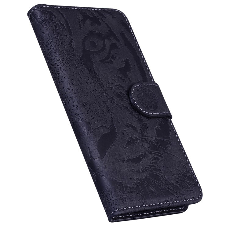 For Honor X8 5G Cell Phone Case Stand Wallet Tiger Pattern Imprinted PU Leather Flip Phone Cover - Black