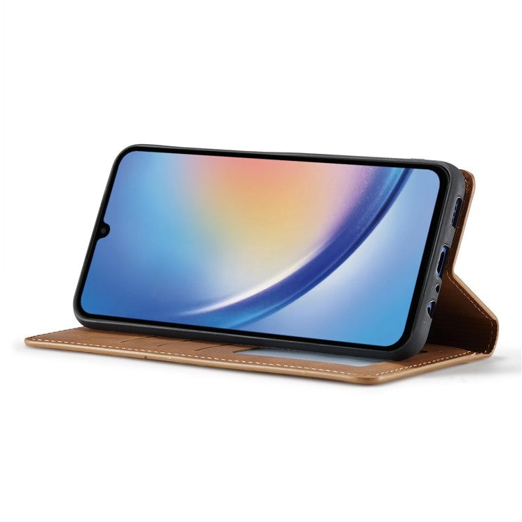 FORWENW Fantasy Series for Samsung Galaxy A34 5G Foldable Stand Wallet Case Skin-touch Leather Phone Cover - Brown