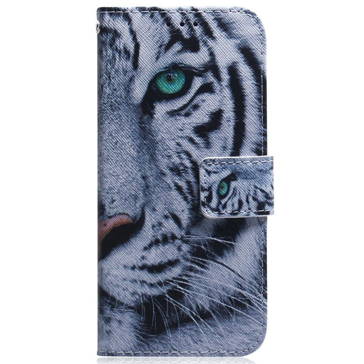 For Honor X8 5G PU Leather Folio Wallet Case Pattern Printing Stand Phone Cover Shell - Tiger Head