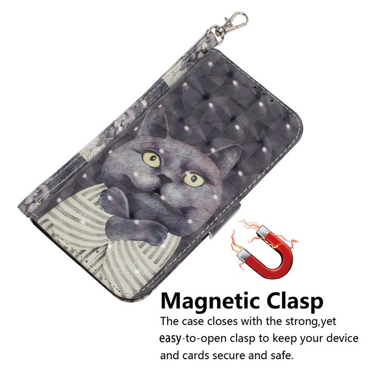 PU Leather Case for Honor X8 5G Protective Shell Wallet Phone Flip Cover with Strap - Embracing Cat
