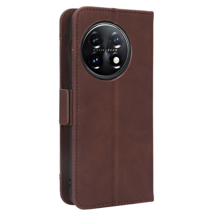 For OnePlus 11R 5G / Ace 2 5G PU Leather Stand Cover Multiple Card Slots Phone Wallet Case - Brown