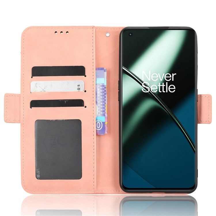 For OnePlus 11R 5G / Ace 2 5G PU Leather Stand Cover Multiple Card Slots Phone Wallet Case - Pink