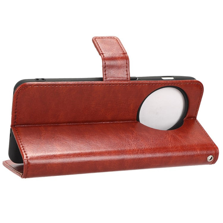 For OnePlus Ace 2 5G / 11R 5G PU Leather Wallet Flip Stand Cover Crazy Horse Texture Phone Case - Brown