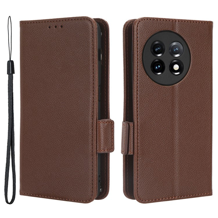 For OnePlus Ace 2 5G / 11R 5G Phone Case Folding Stand Litchi Texture Leather Wallet Phone Cover - Brown