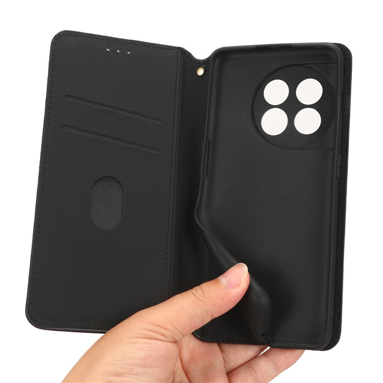 For OnePlus Ace 2 5G / 11R 5G Wallet Stand Phone Case PU Leather Imprinted Rhombus Pattern Phone Cover - Brown