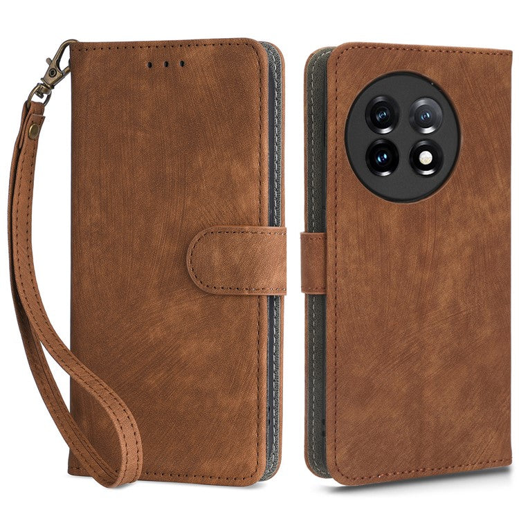 For OnePlus Ace 2 5G / 11R 5G Wallet Case RFID Blocking Leather Stand Phone Cover with Strap - Brown