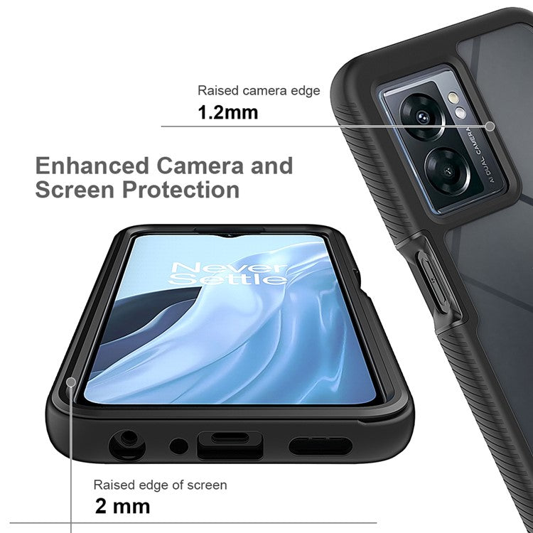 For OnePlus Nord N300 5G / Oppo A57 4G / A57 (2022) 5G / A57s 4G Phone Case PC + TPU Phone Cover with PET Screen Protector - Black