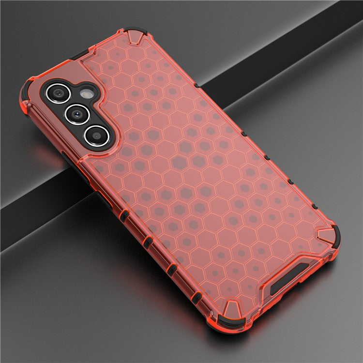 For Samsung Galaxy A54 5G Honeycomb Texture TPU+PC Phone Case Shockproof Back Cover - Red