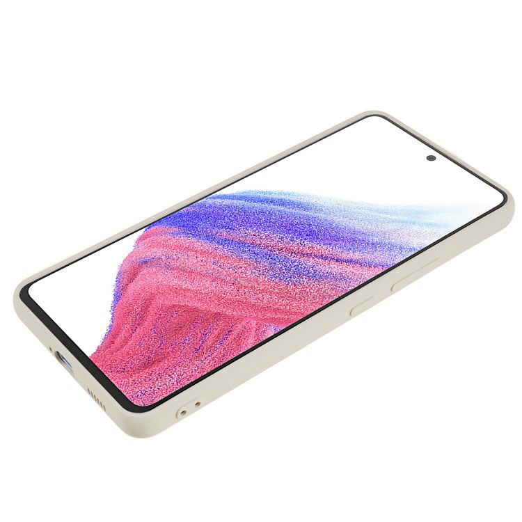 For Samsung Galaxy A53 5G Soft TPU Case Rubberized Anti-Scratch Fiber Lining Inside Phone Cover - White