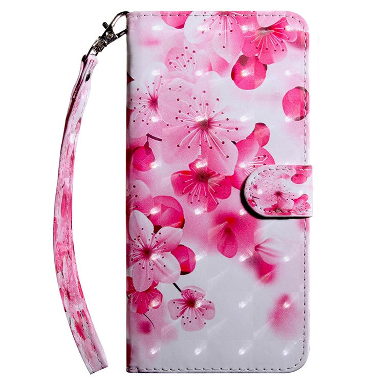For Google Pixel 7 Pro 5G PU Leather Phone Case 3D Pattern Printing Flip Stand Wallet Shell - Red Flower