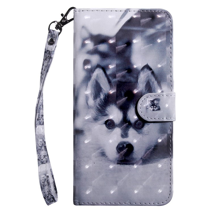 For Google Pixel 7 Pro 5G PU Leather Phone Case 3D Pattern Printing Flip Stand Wallet Shell - Husky