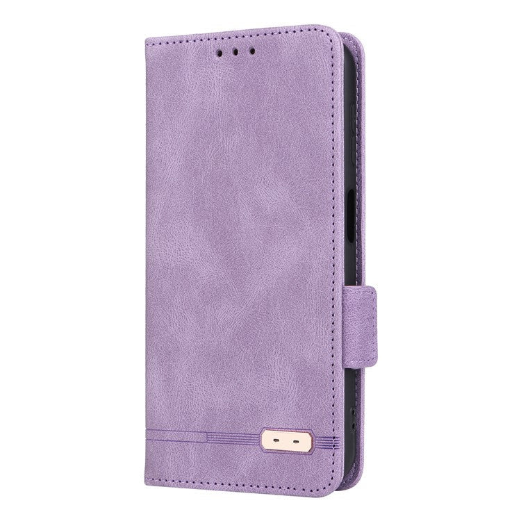For Samsung Galaxy A24 4G (162.1 x 77.6 x 8.3mm) Cell Phone Case Hardware Decor PU Leather Stand Wallet Phone Cover - Purple