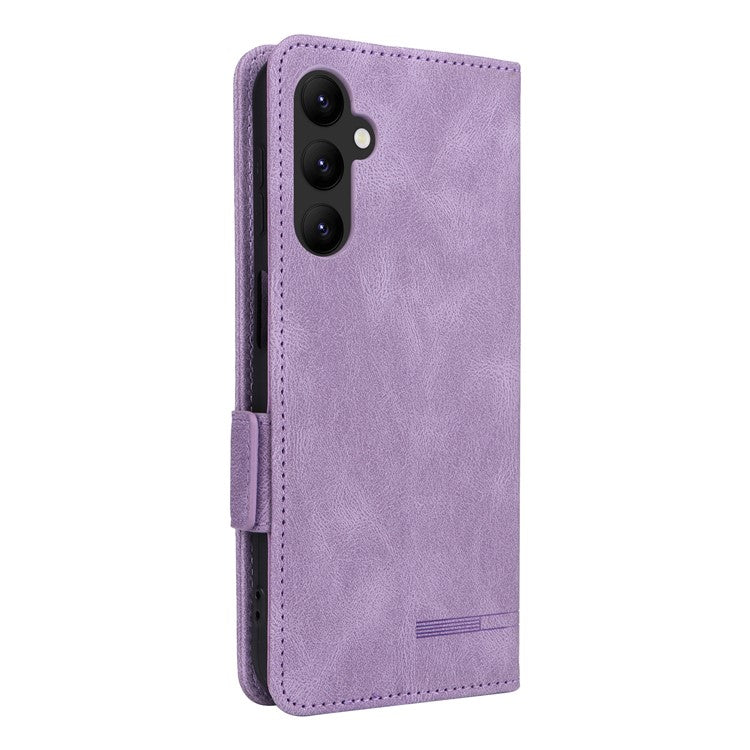 For Samsung Galaxy A24 4G (162.1 x 77.6 x 8.3mm) Cell Phone Case Hardware Decor PU Leather Stand Wallet Phone Cover - Purple