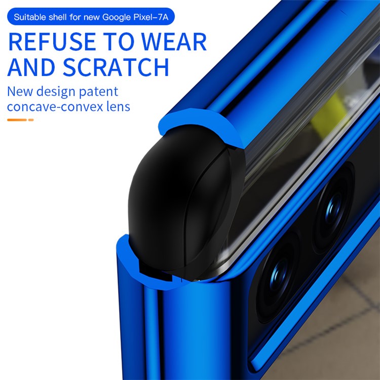 For Google Pixel 7a Ring Kickstand Electroplating TPU Phone Case Anti-drop Back Cover - Blue