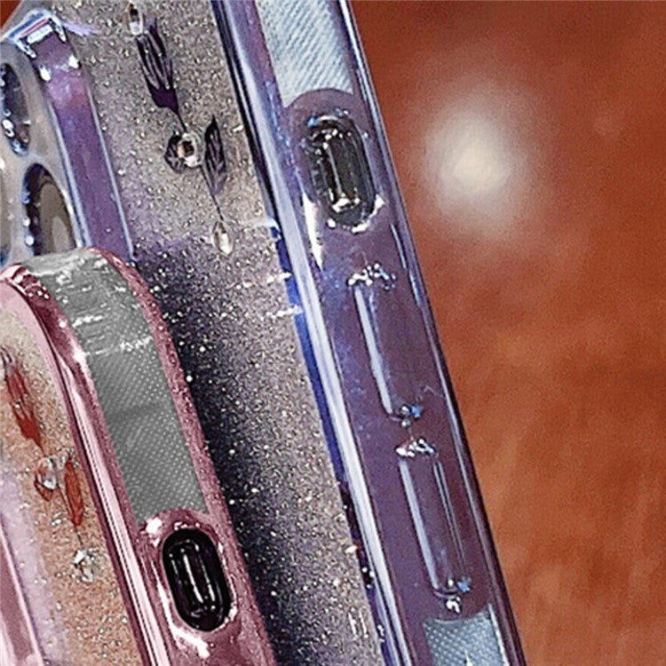 KADEM For Samsung Galaxy A42 5G / M42 5G Gradient Glitter Powder TPU Cover Rhinestone Decor Flower Pattern Anti-drop Protective Case - Purple