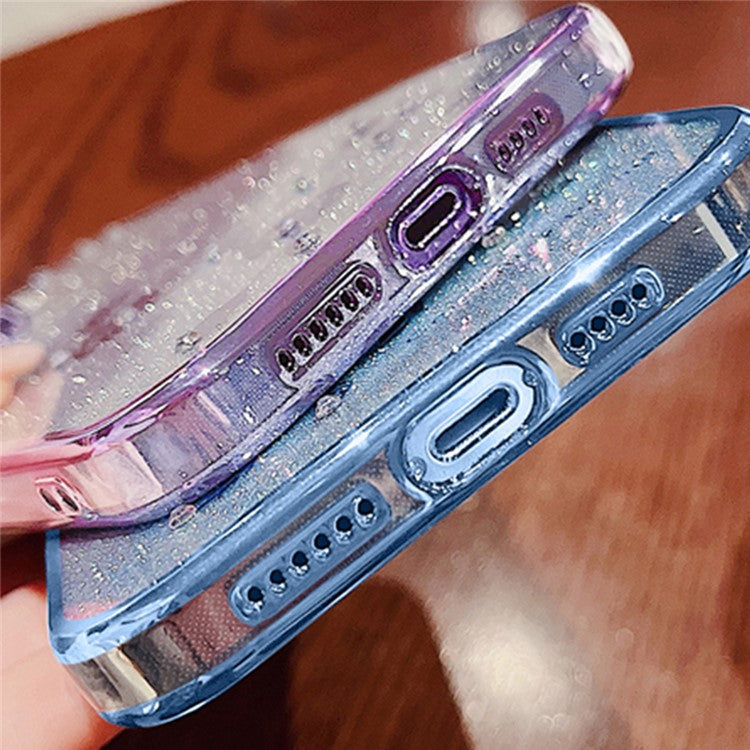 KADEM Flower Gradient Glitter Powder Phone Case for Samsung Galaxy A73 5G , Rhinestone Decor Phone Cover - Purple