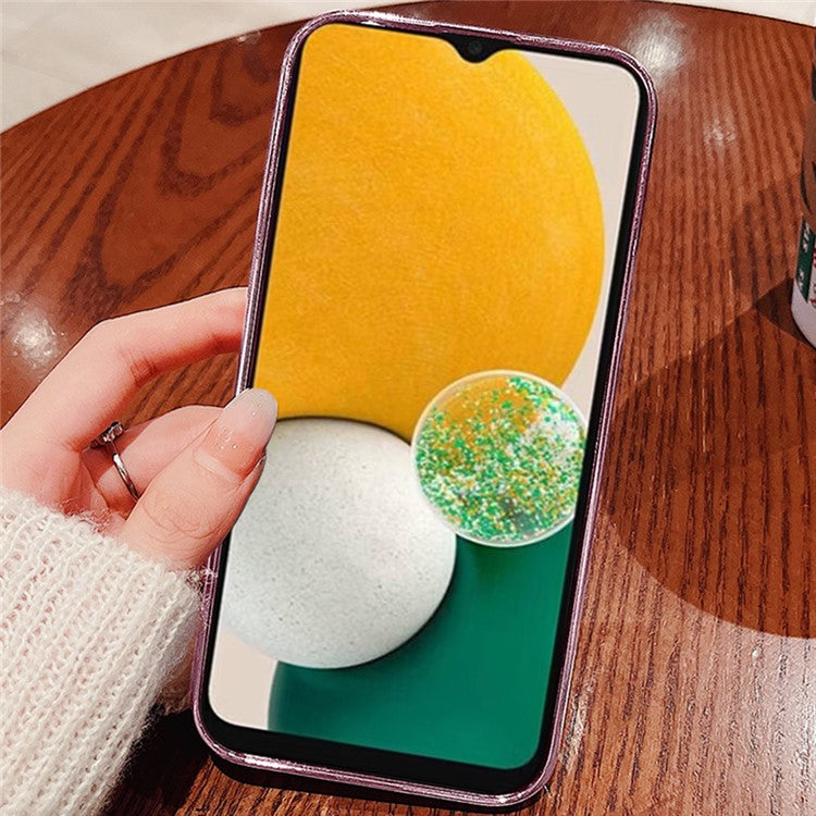 KADEM Phone Cover for Samsung Galaxy A13 5G , Gradient Glitter Powder Rhinestone Flower Protective Case - Blue