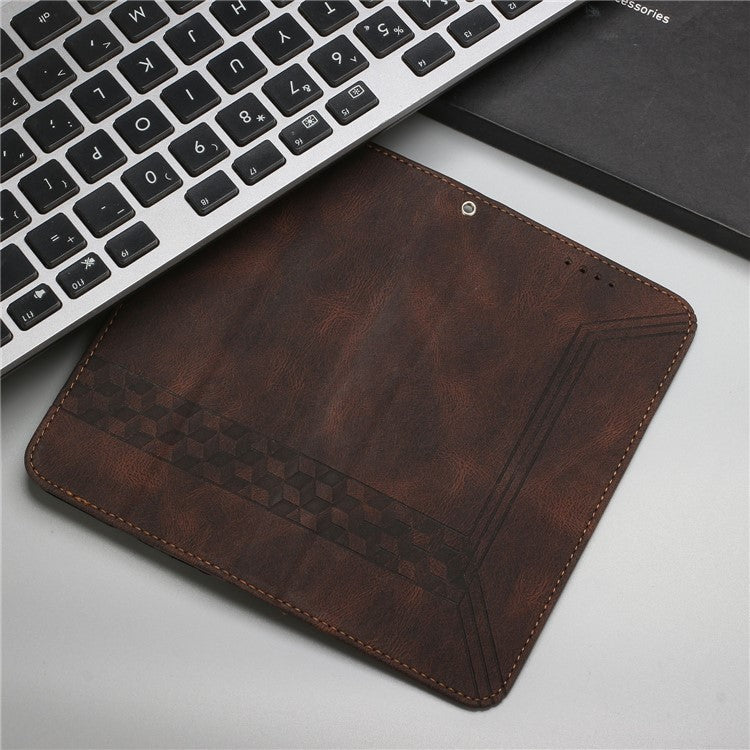 YX0010 Series Leather Phone Case for Samsung Galaxy A04 4G (164.4 x 76.3 x 9.1 mm) / A04e 4G , Wallet Stand Pattern Imprinted Flip Cover - Coffee