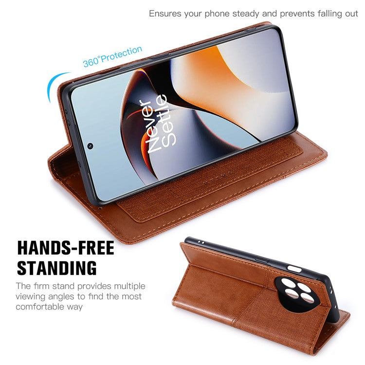 MUXMA MX109 RFID Blocking Phone Case for OnePlus 11R 5G / Ace 2 5G , PU Leather Magnetic Wallet Cover Stand - Brown