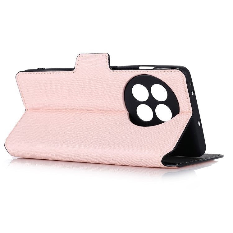 MUXMA MX115 Cross Texture Phone Case for OnePlus 11R 5G / Ace 2 5G , PU Leather Stand Wallet Flip Cover - Pink