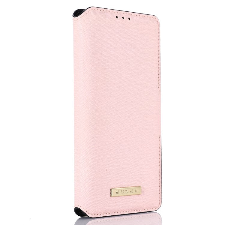 MUXMA MX115 Cross Texture Phone Case for OnePlus 11R 5G / Ace 2 5G , PU Leather Stand Wallet Flip Cover - Pink