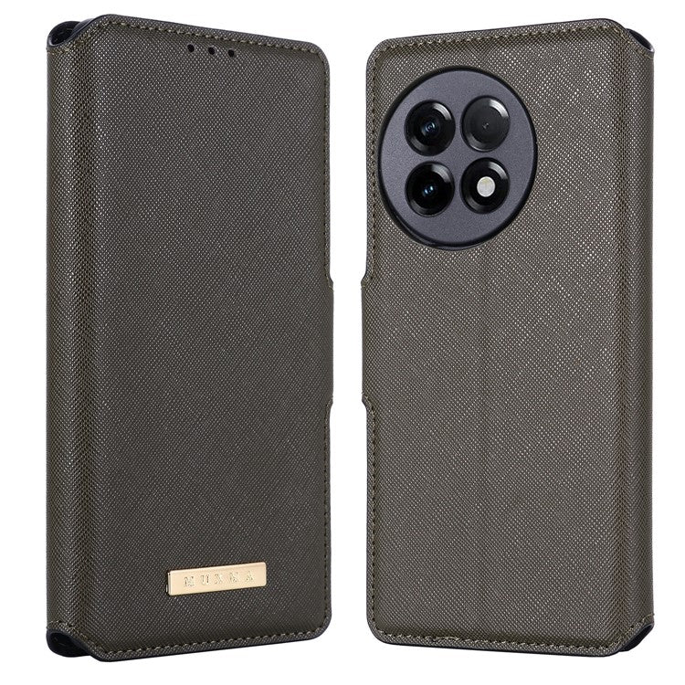 MUXMA MX115 Cross Texture Phone Case for OnePlus 11R 5G / Ace 2 5G , PU Leather Stand Wallet Flip Cover - Grey