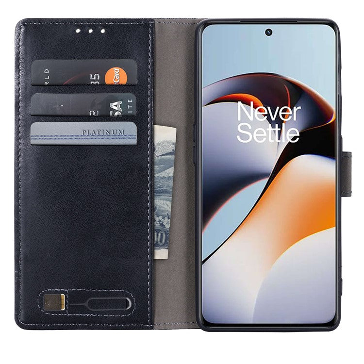 MUXMA MX102 for OnePlus Ace 2 5G / 11R 5G Wallet Stand Cover Canvas PU Leather Splicing Phone Case - Black