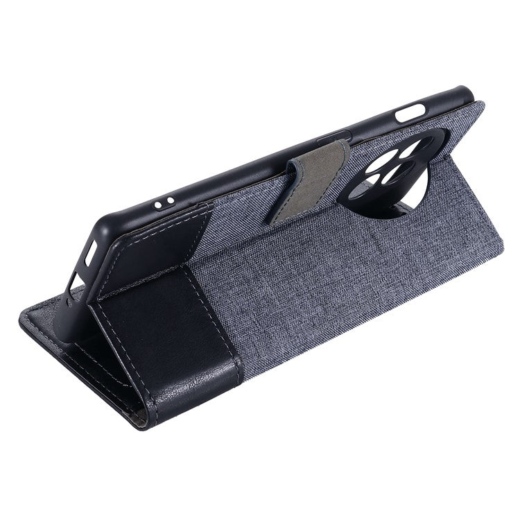 MUXMA MX102 for OnePlus Ace 2 5G / 11R 5G Wallet Stand Cover Canvas PU Leather Splicing Phone Case - Black