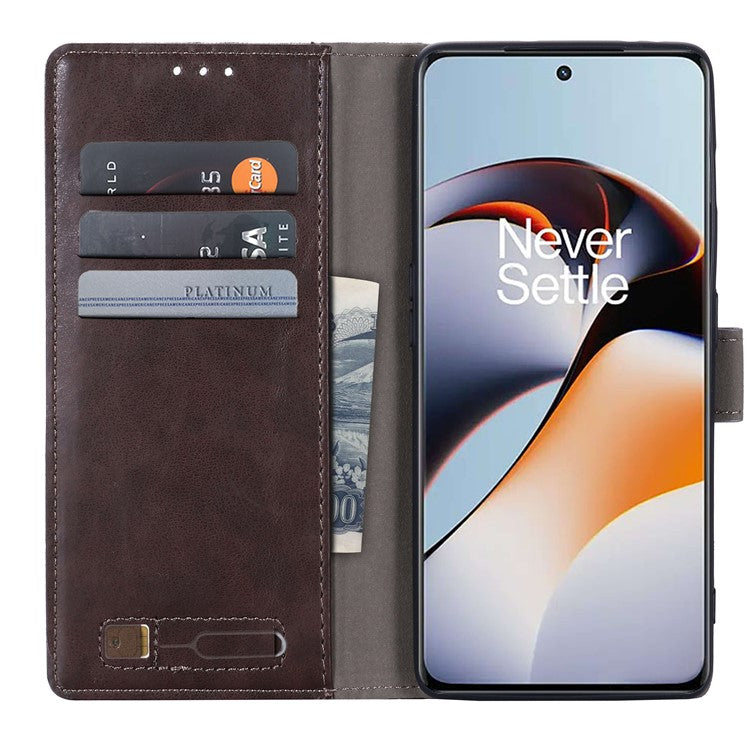 MUXMA MX102 for OnePlus Ace 2 5G / 11R 5G Wallet Stand Cover Canvas PU Leather Splicing Phone Case - Brown
