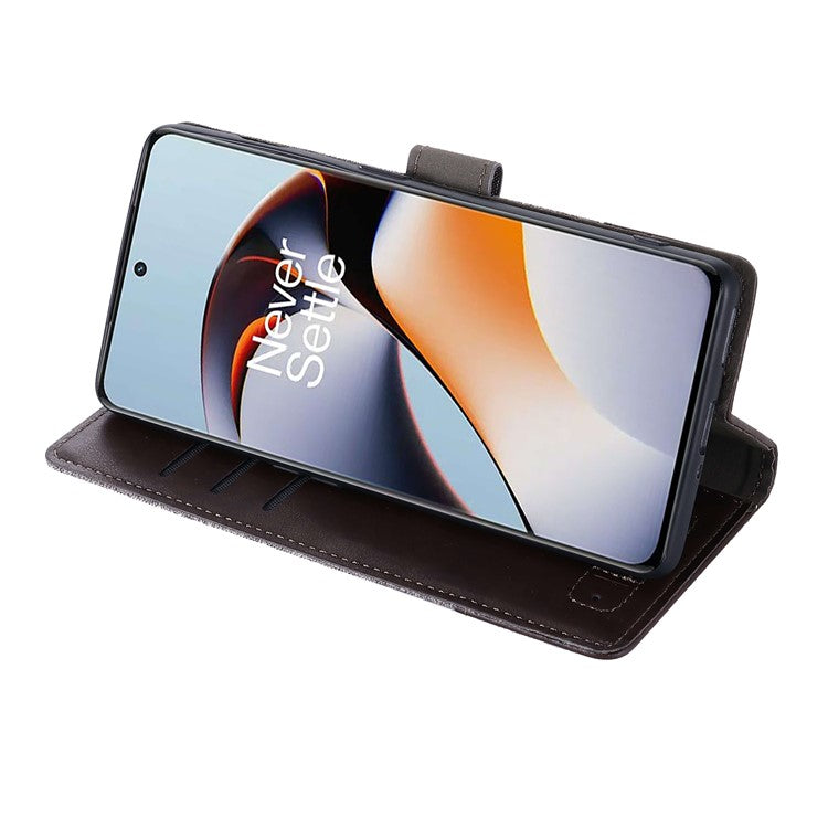 MUXMA MX102 for OnePlus Ace 2 5G / 11R 5G Wallet Stand Cover Canvas PU Leather Splicing Phone Case - Brown