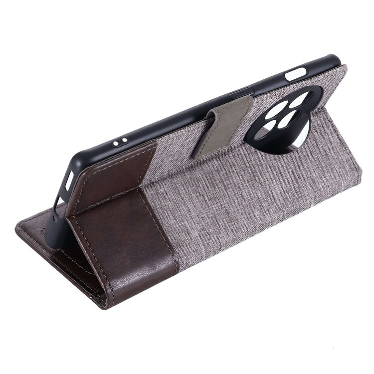 MUXMA MX102 for OnePlus Ace 2 5G / 11R 5G Wallet Stand Cover Canvas PU Leather Splicing Phone Case - Brown