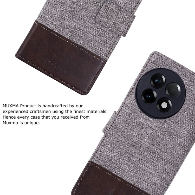 MUXMA MX102 for OnePlus Ace 2 5G / 11R 5G Wallet Stand Cover Canvas PU Leather Splicing Phone Case - Brown