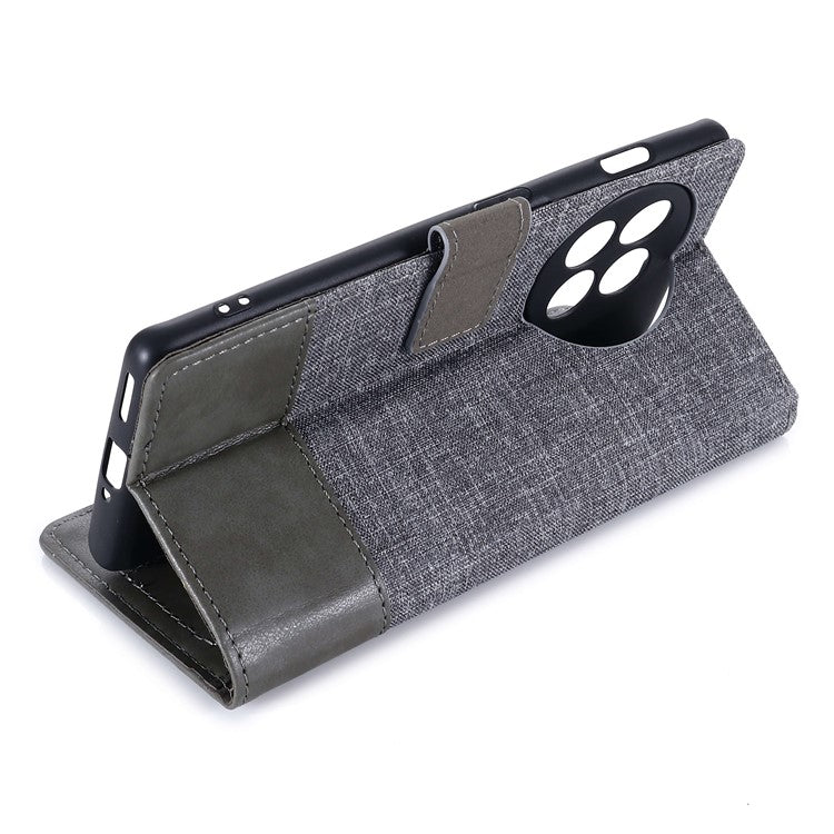 MUXMA MX102 for OnePlus Ace 2 5G / 11R 5G Wallet Stand Cover Canvas PU Leather Splicing Phone Case - Grey