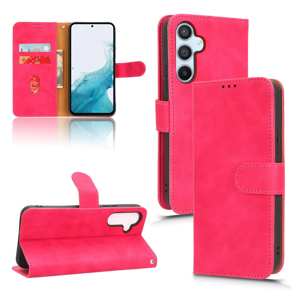 For Samsung Galaxy M14 5G Leather Stand Wallet Mobile Case Shockproof Phone Cover - Rose