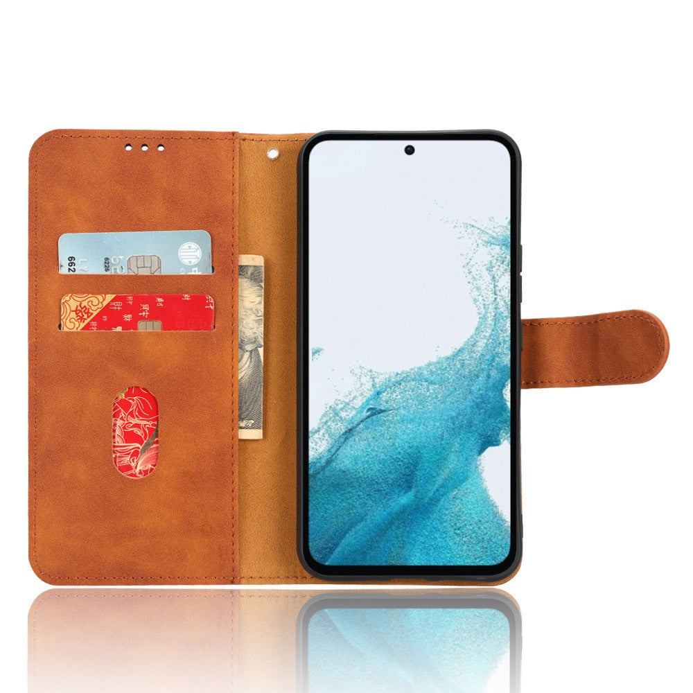 For Samsung Galaxy M14 5G Leather Stand Wallet Mobile Case Shockproof Phone Cover - Brown