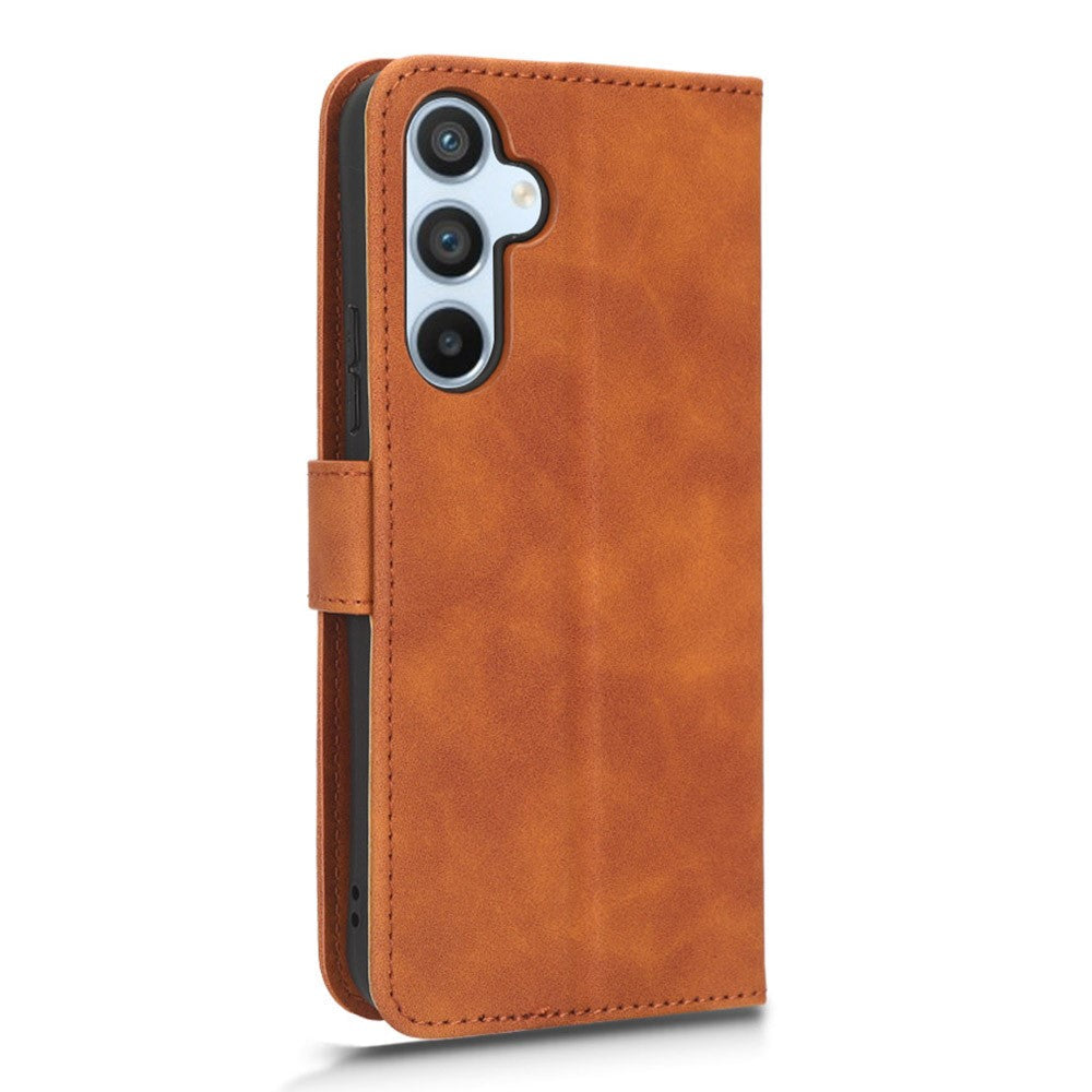 For Samsung Galaxy M14 5G Leather Stand Wallet Mobile Case Shockproof Phone Cover - Brown