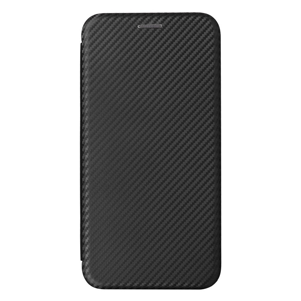 For Samsung Galaxy M14 5G Leather Anti-drop Cover Carbon Fiber Texture Phone Stand Case with Card Holder - Black