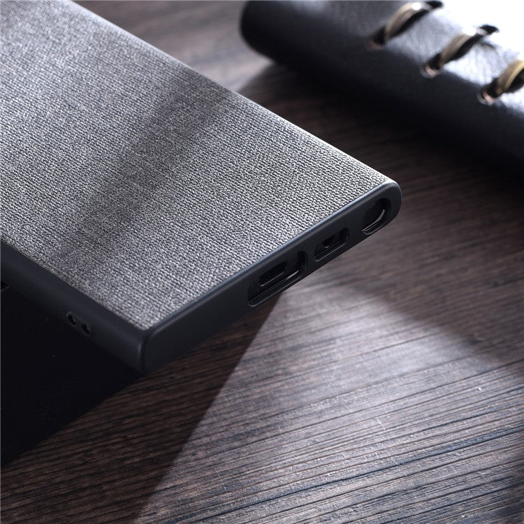 For Samsung Galaxy S23+ Cloth Texture TPU Back Cover Anti-drop Mobile Phone Case - Black