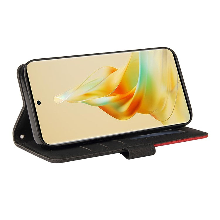 KT Leather Series-1 for Oppo Reno8 T 5G / A1 Pro 5G Phone Wallet Case Leather Stand Dual-color Splicing Cover - Black