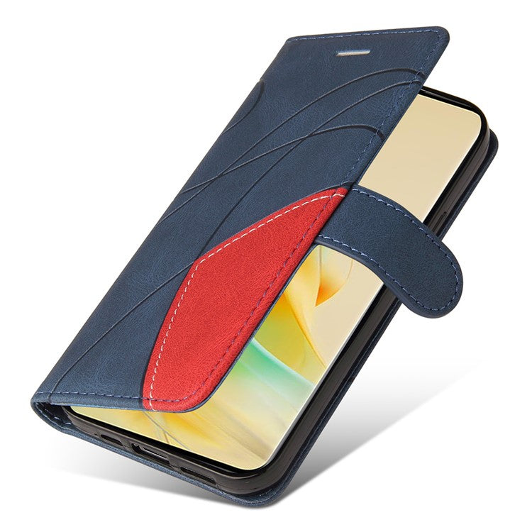 KT Leather Series-1 for Oppo Reno8 T 5G / A1 Pro 5G Phone Wallet Case Leather Stand Dual-color Splicing Cover - Blue