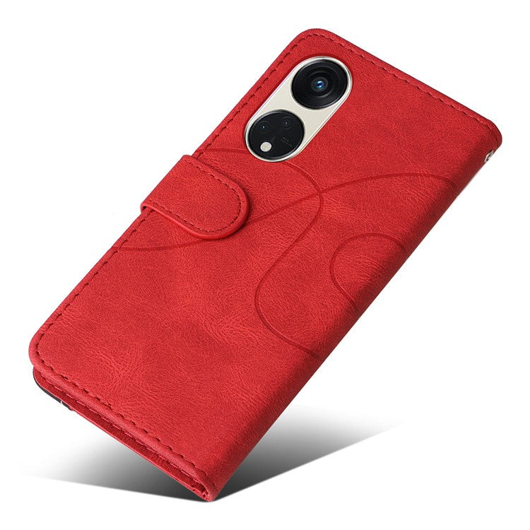 KT Leather Series-1 for Oppo Reno8 T 5G / A1 Pro 5G Phone Wallet Case Leather Stand Dual-color Splicing Cover - Red