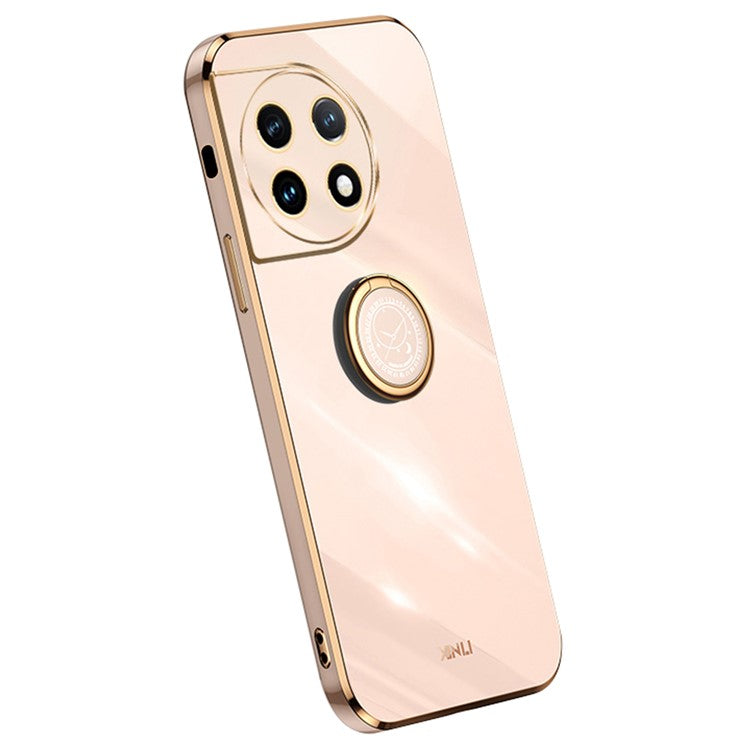 XINLI For OnePlus Ace 2 5G / 11R 5G Electroplating Phone Case Ring Kickstand Soft TPU Phone Cover - Pink