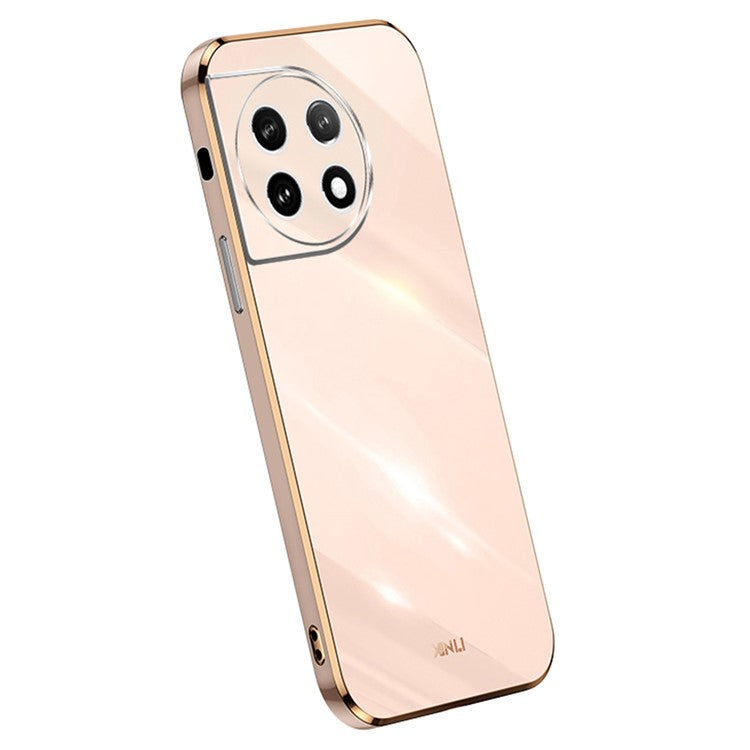 XINLI TPU Phone Case for OnePlus 11 5G , Full Lens Protection Electroplating Edge Phone Cover - Pink