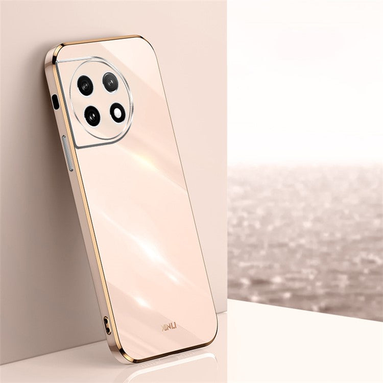 XINLI TPU Phone Case for OnePlus 11 5G , Full Lens Protection Electroplating Edge Phone Cover - Pink