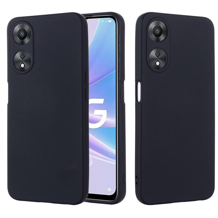 Phone Cover for Oppo A58 5G / A58x 5G / A78 5G , Liquid Silicone Anti-Dust Soft Lining Protective Case with Strap - Black