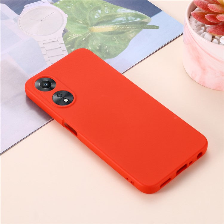 Phone Cover for Oppo A58 5G / A58x 5G / A78 5G , Liquid Silicone Anti-Dust Soft Lining Protective Case with Strap - Red